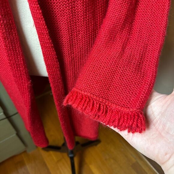 Madison Red Wool Blend Knit Cardigan Jacket L | Textured Holiday Sweater Y2K - Picture 5 of 8